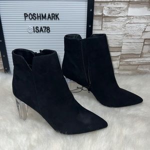 MARC NEW YORK Andrew Marc Amelia clear heel boots.